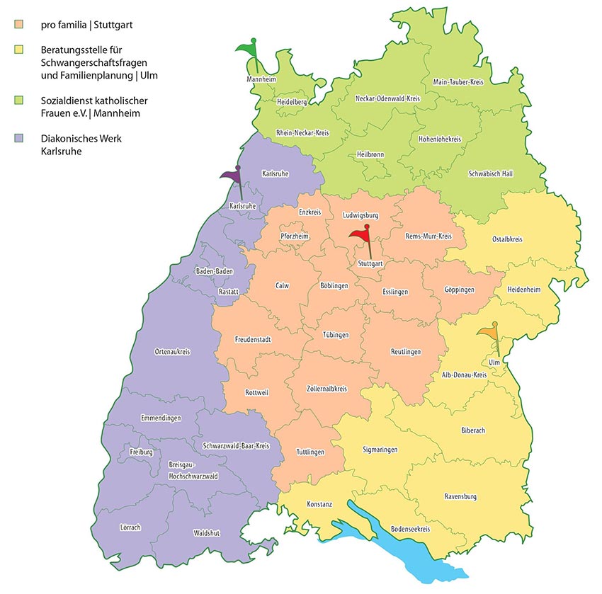 Standorte und Regionen IuV Stellen BW